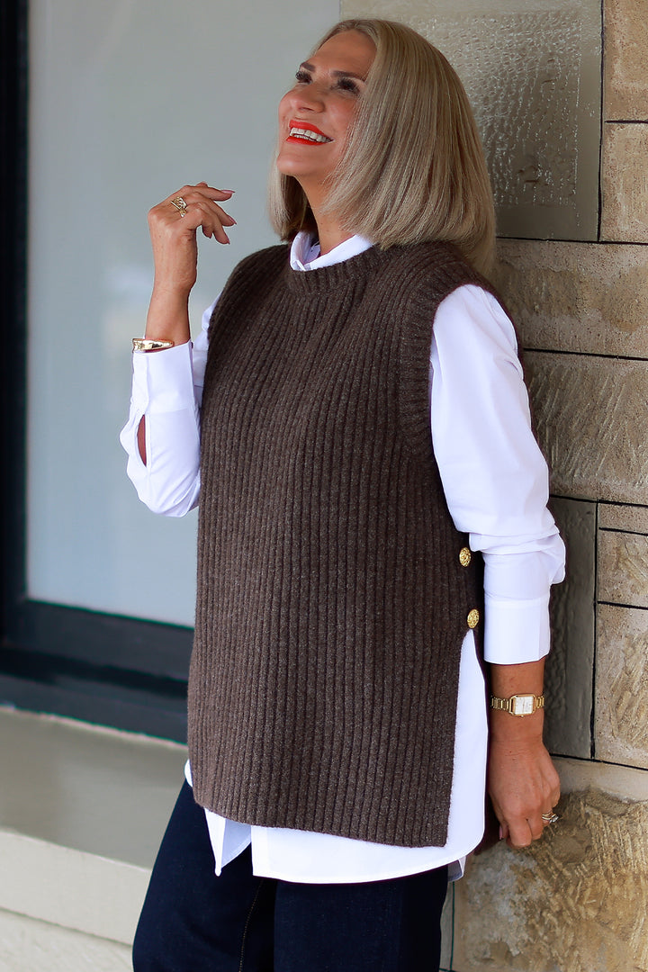 NEW Round Neck Vest | COCO brown