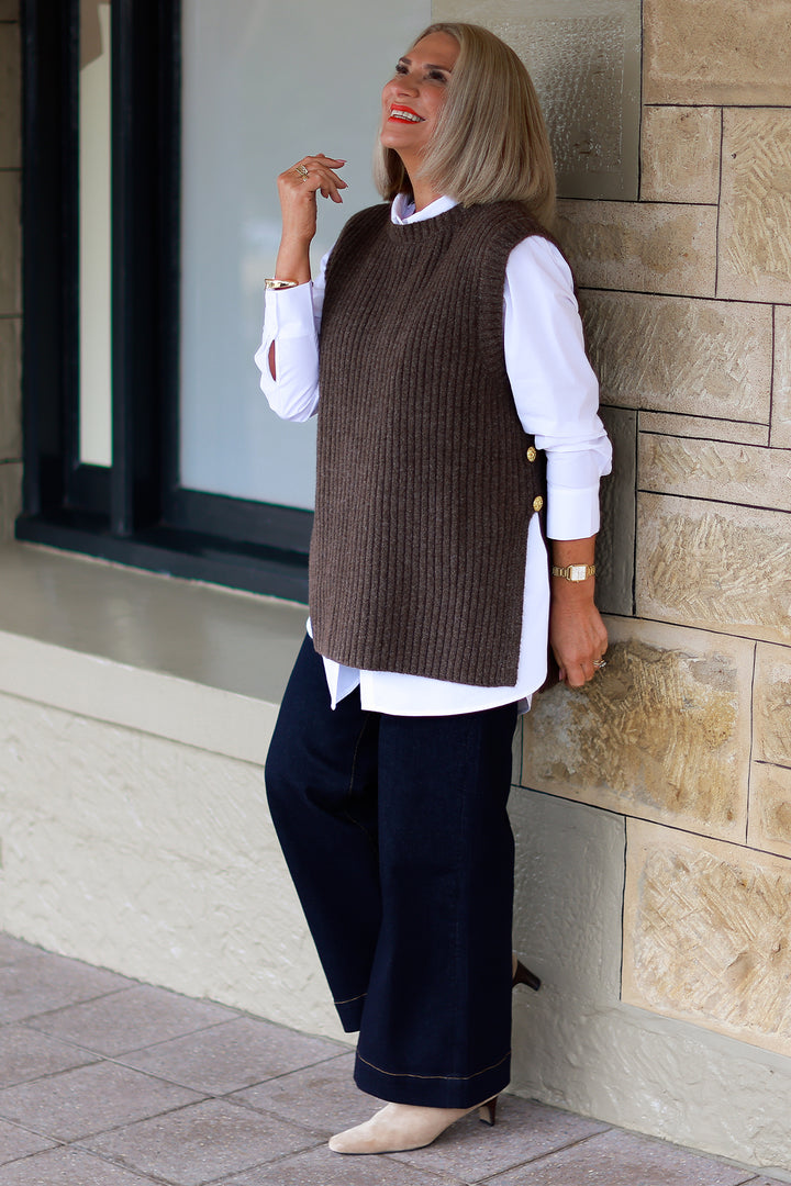 NEW Round Neck Vest | COCO brown