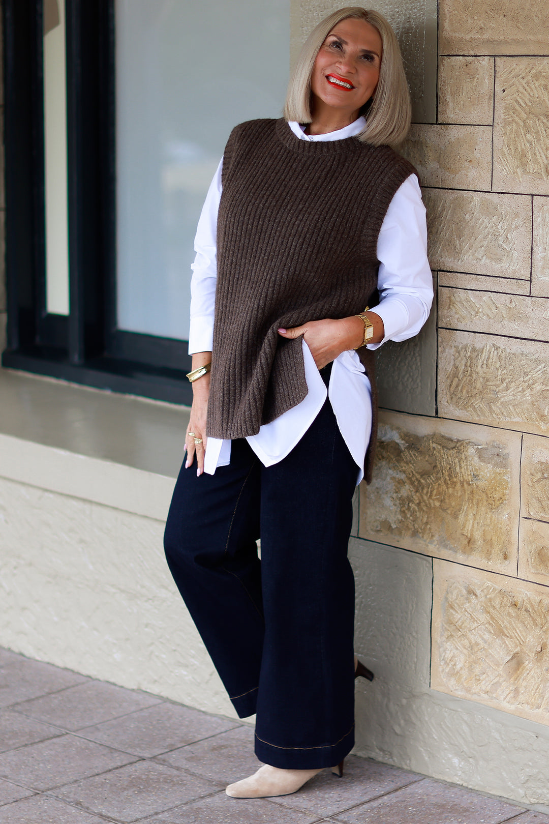 NEW Round Neck Vest | COCO brown