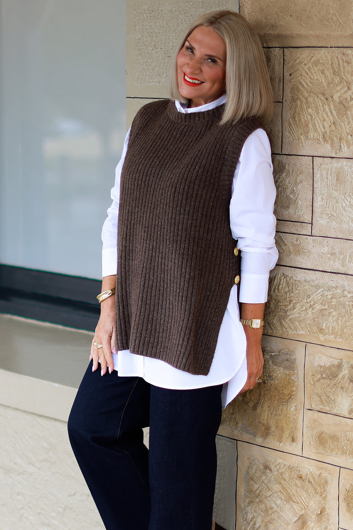 NEW Round Neck Vest | COCO brown