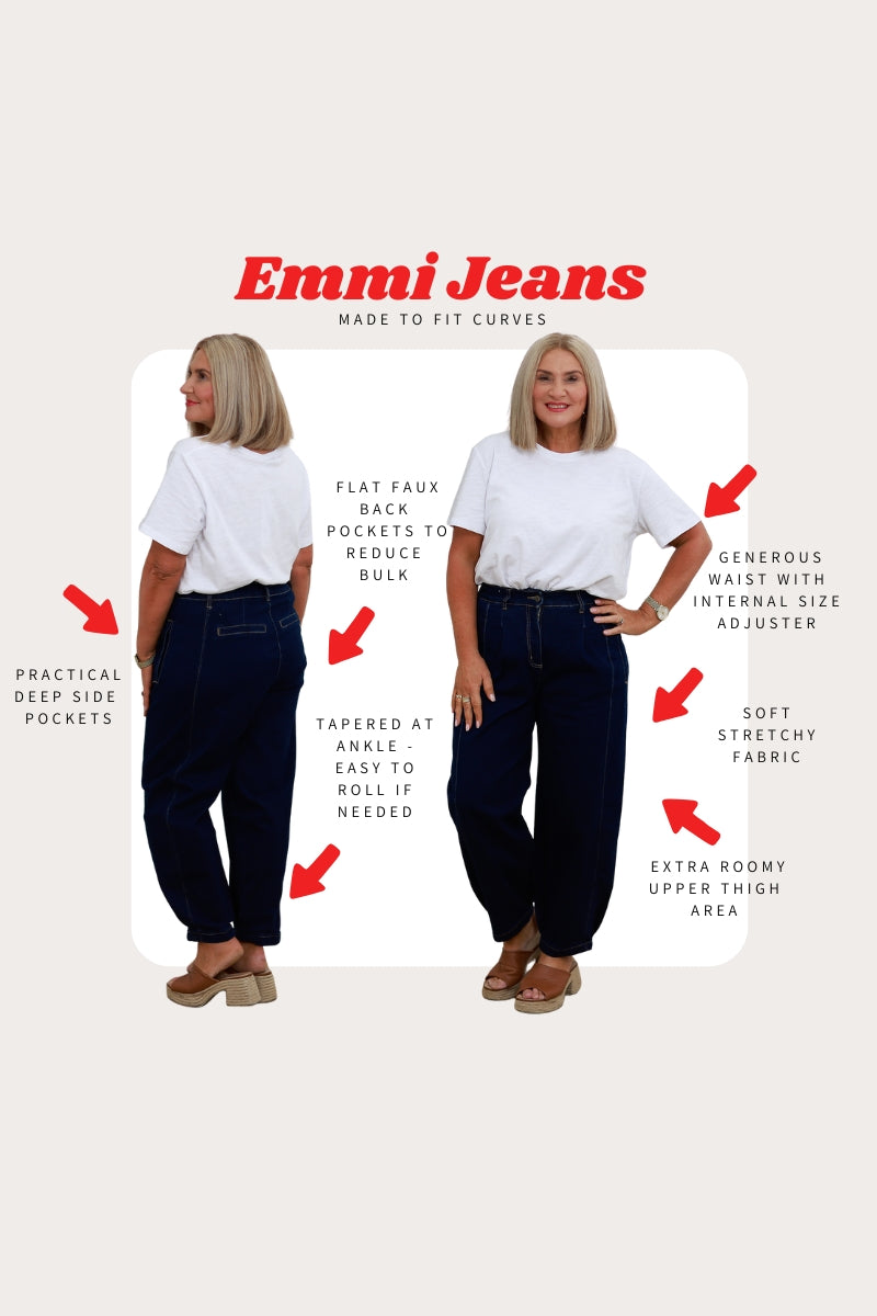 NEW Emmi Barrel Jean | DARK Stretch Denim