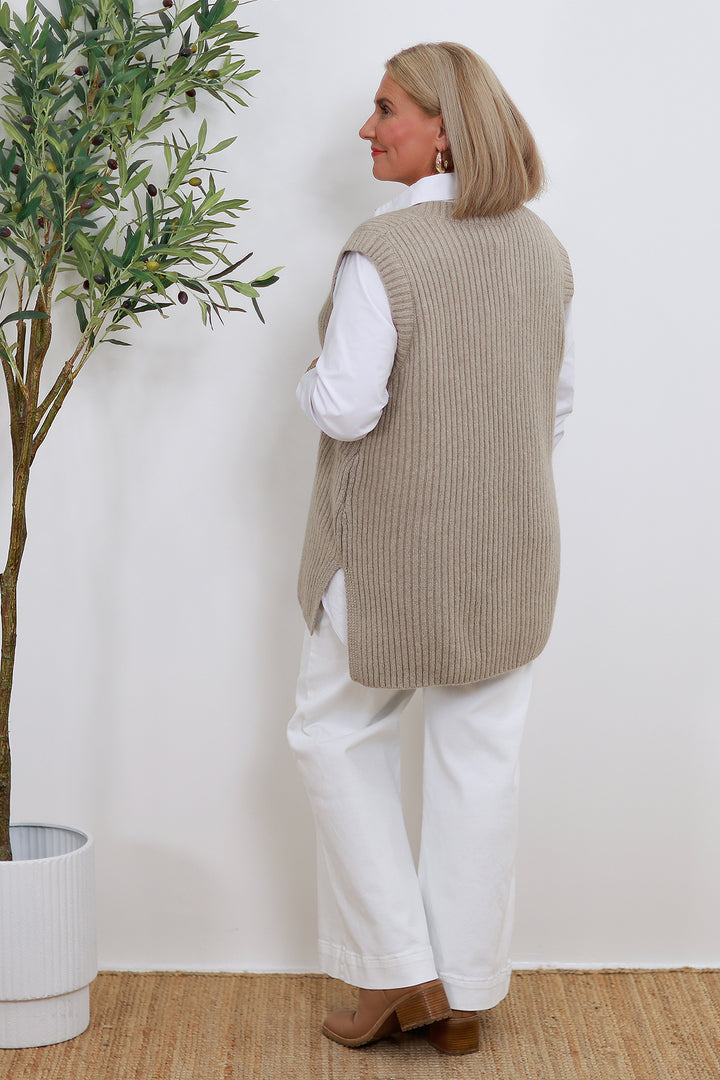 V Neck Vest | TAUPE