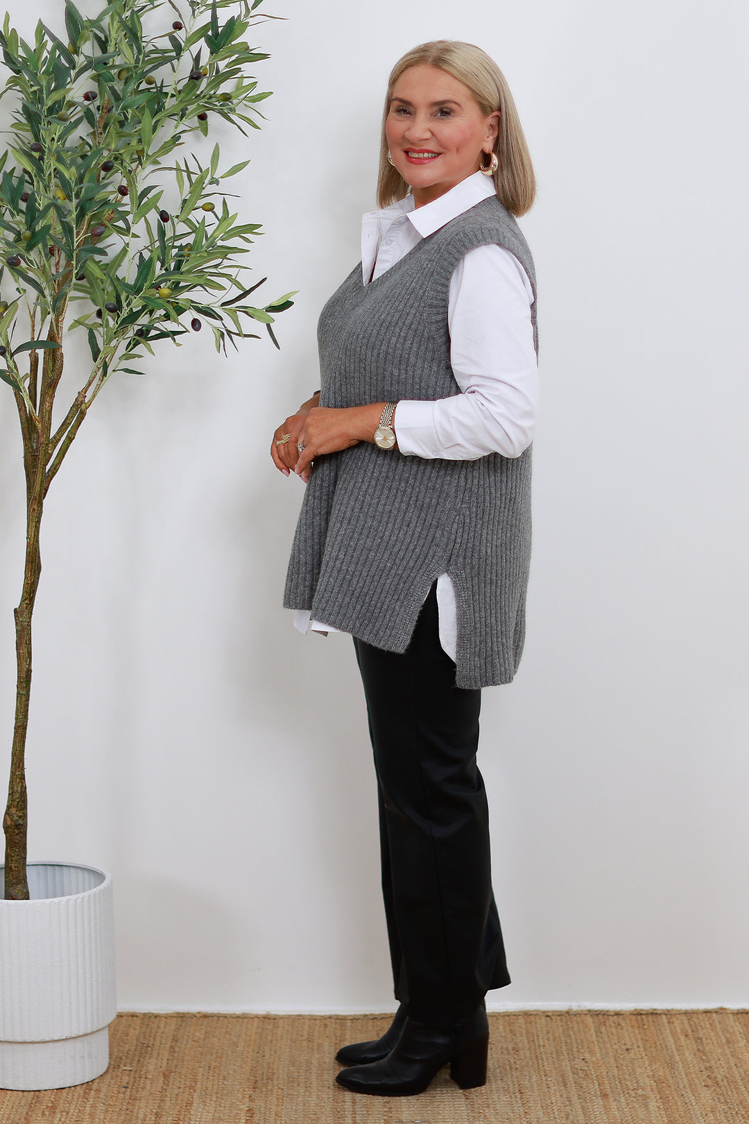 V Neck Vest | GREY Charcoal
