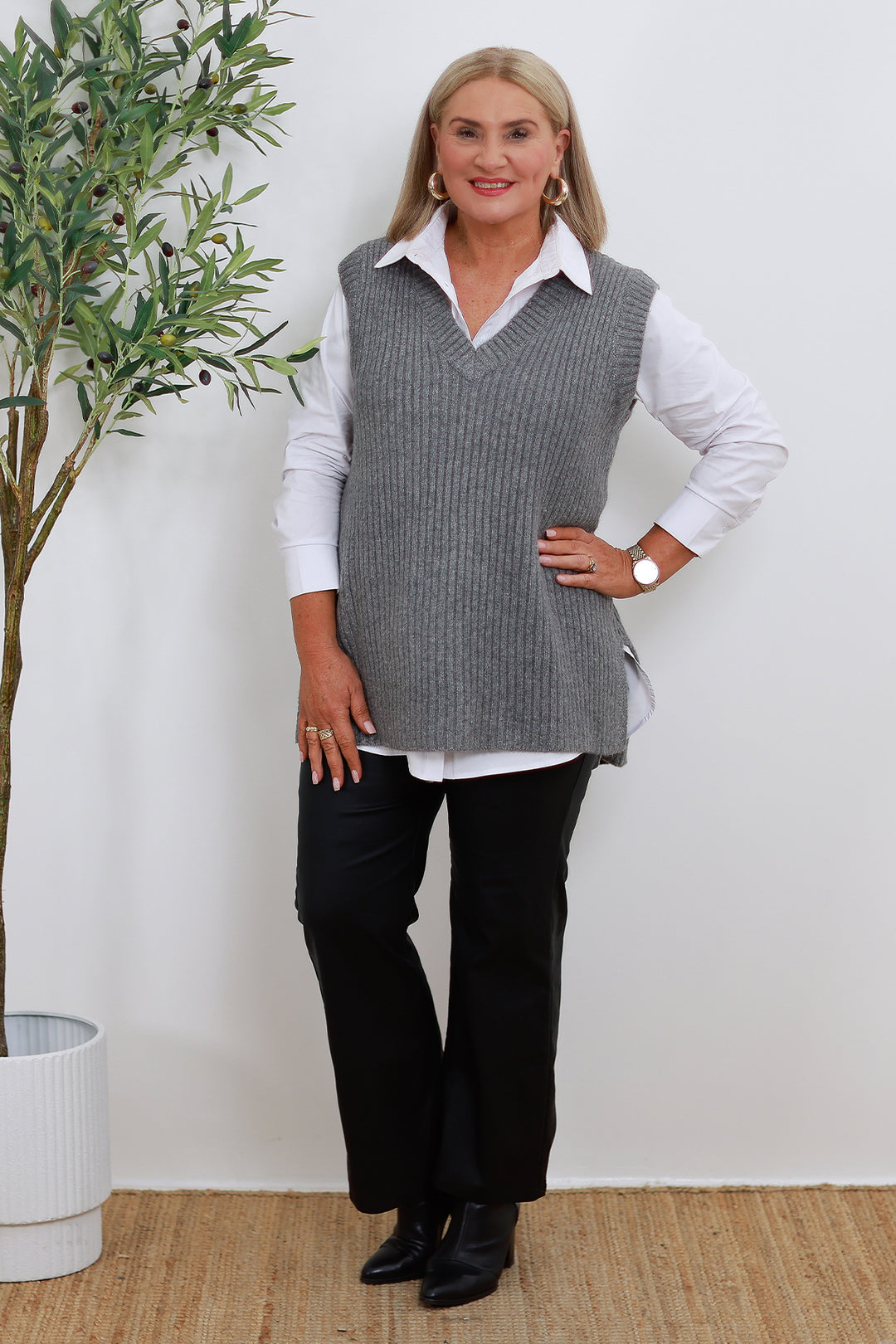 V Neck Vest | GREY Charcoal