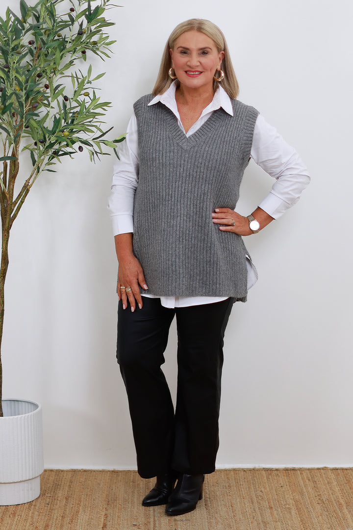 V Neck Vest | GREY Charcoal