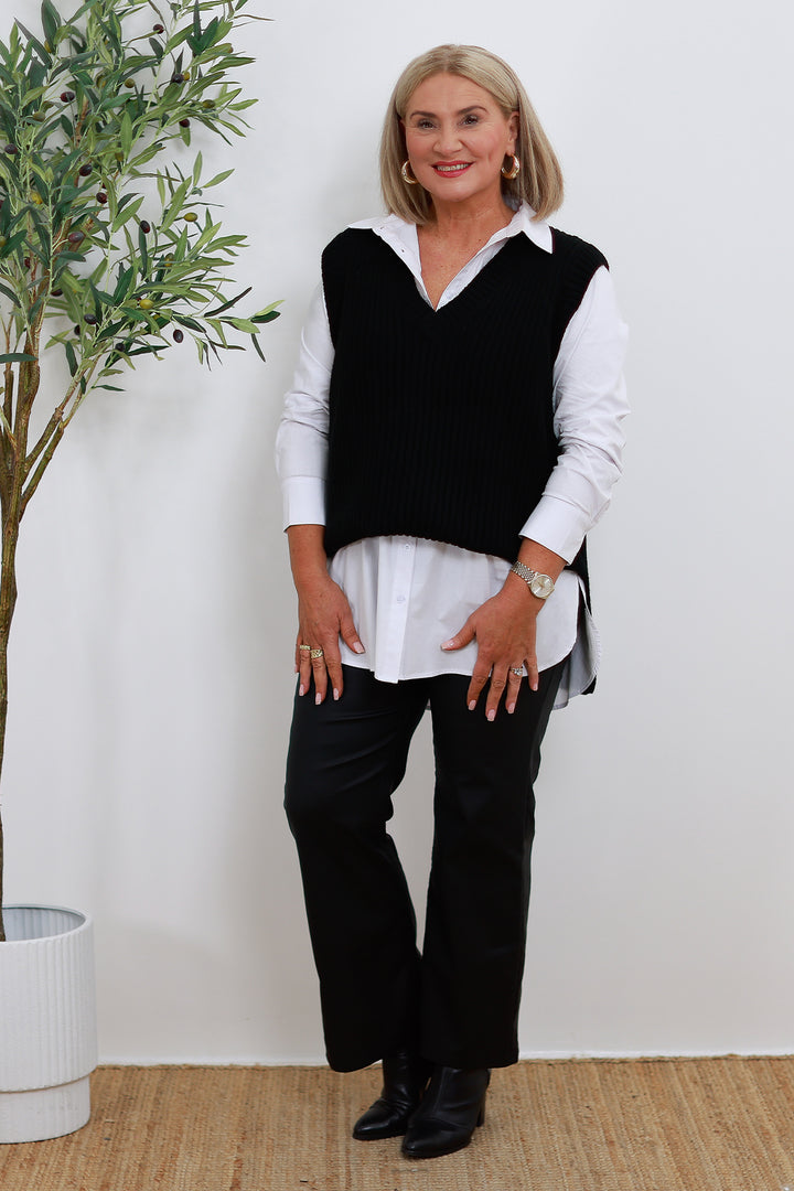 V Neck Vest | BLACK