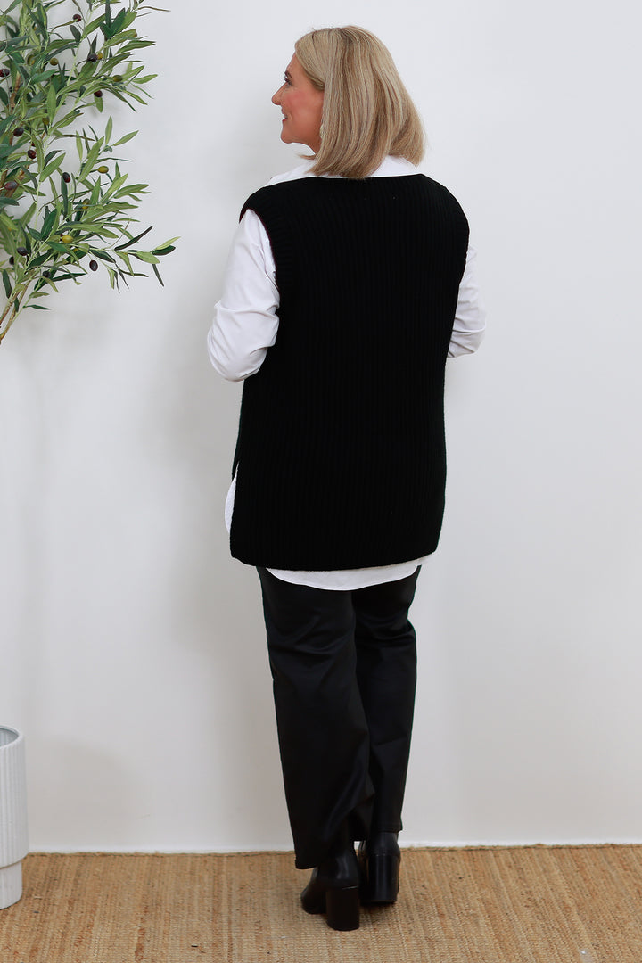 V Neck Vest | BLACK