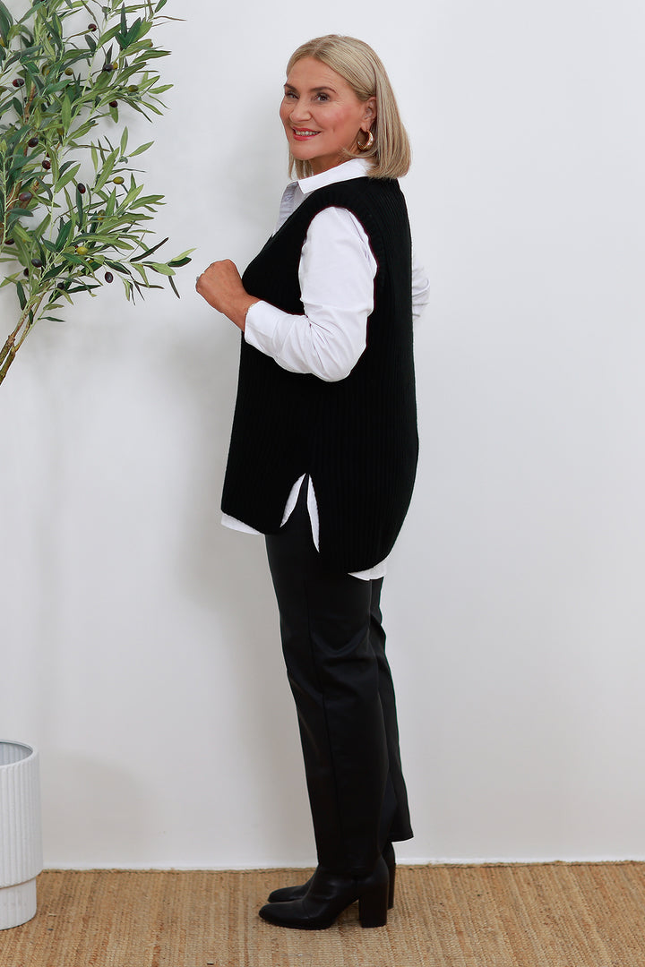 V Neck Vest | BLACK