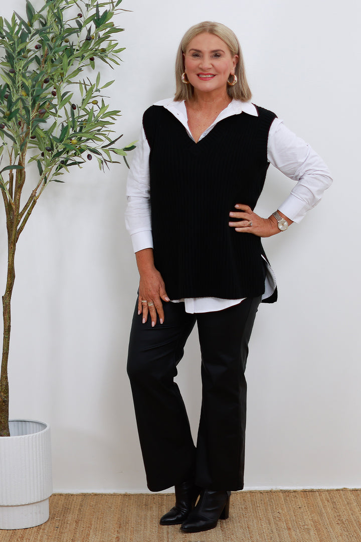 V Neck Vest | BLACK