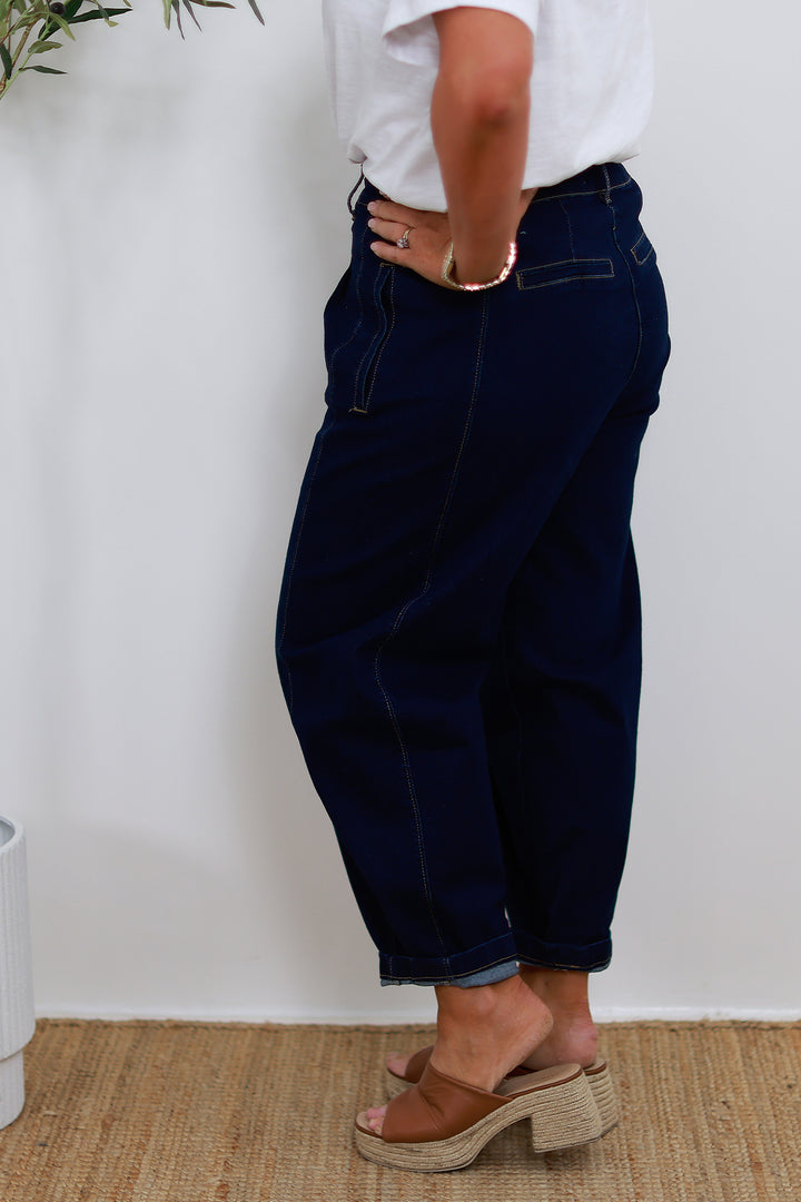NEW Emmi Barrel Jean | DARK Stretch Denim