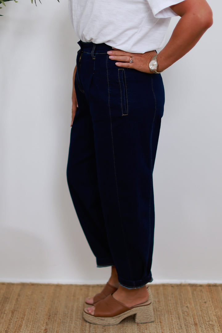 NEW Emmi Barrel Jean | DARK Stretch Denim