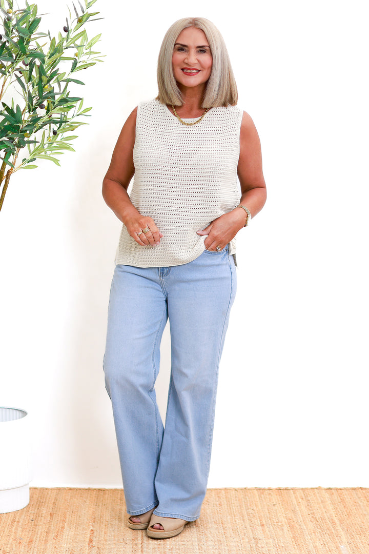 Margot Mesh Knit Tank | ECRU