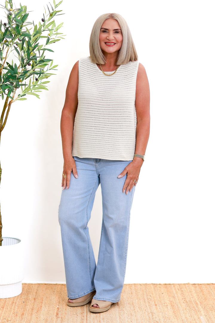 Margot Mesh Knit Tank | ECRU