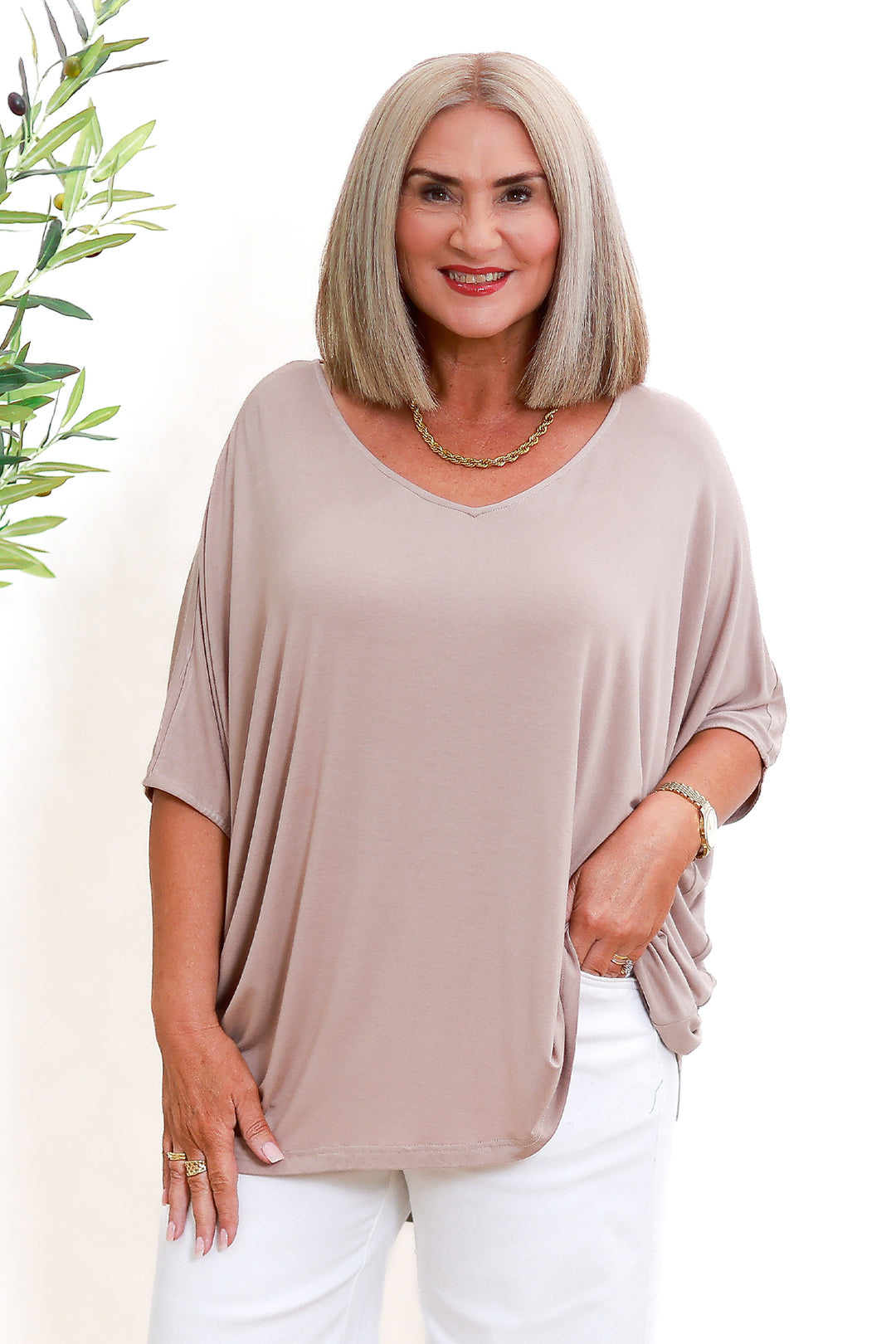 Armeni Batwing T Shirt | Taupe