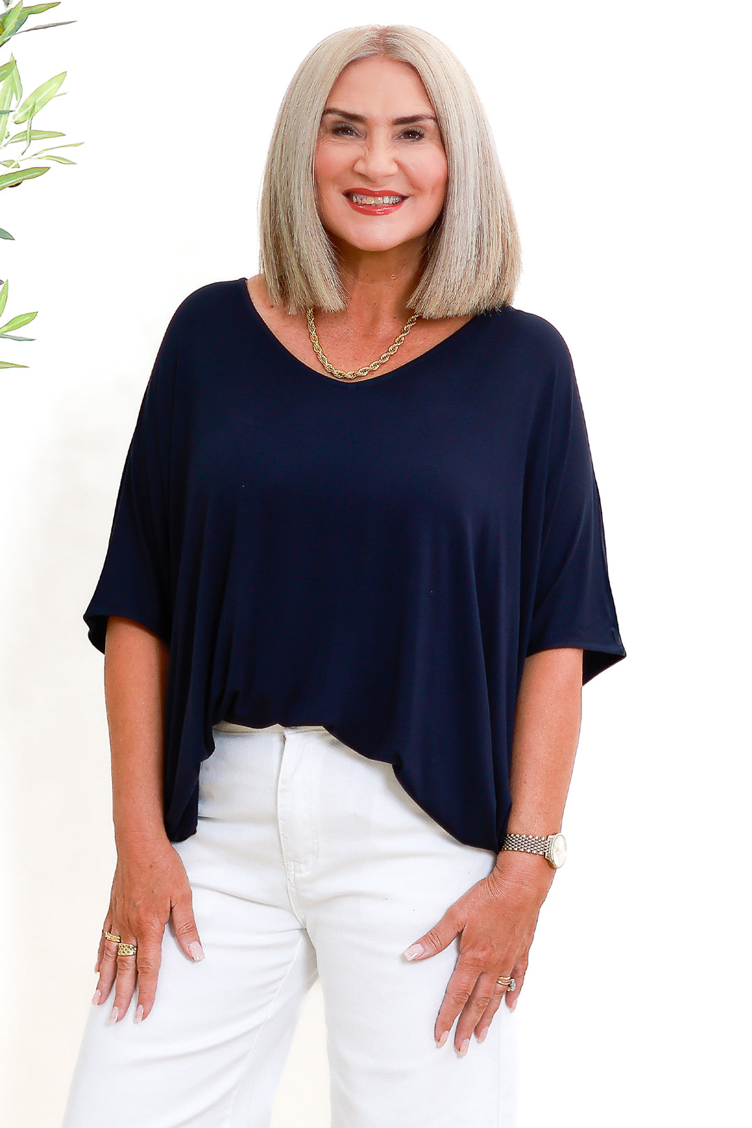 Armeni Batwing T Shirt | NAVY