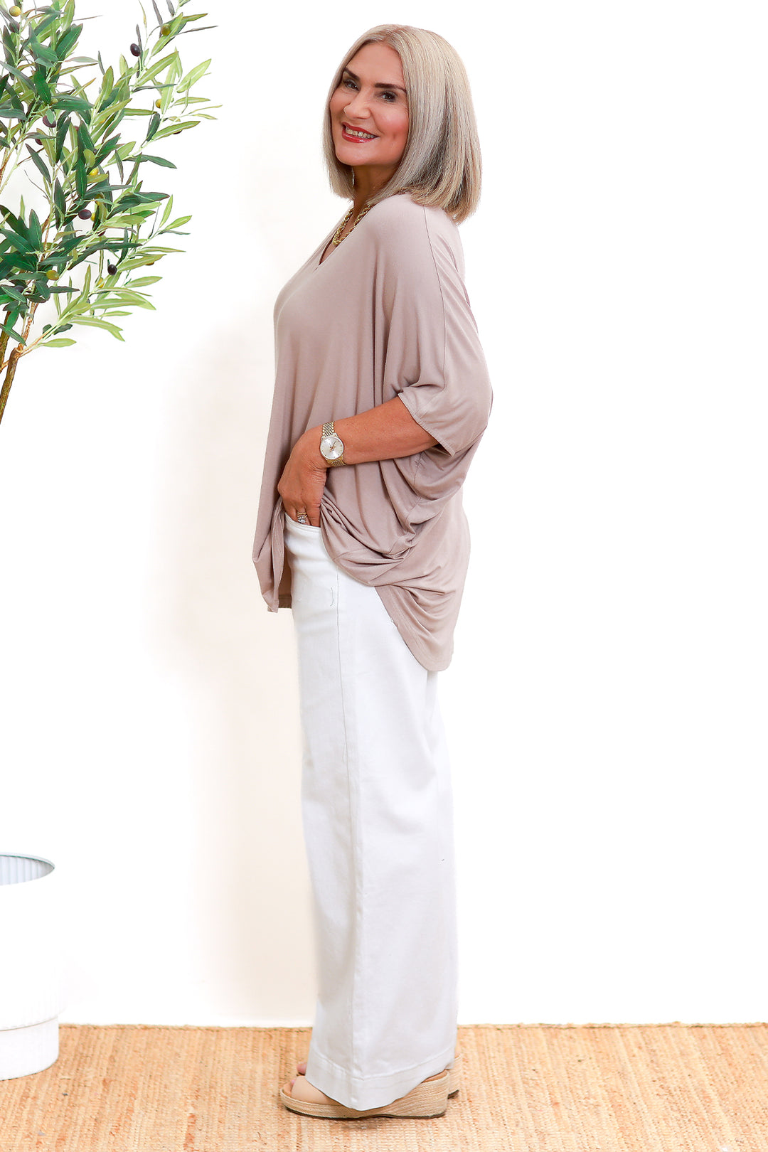 Armeni Batwing T Shirt | Taupe