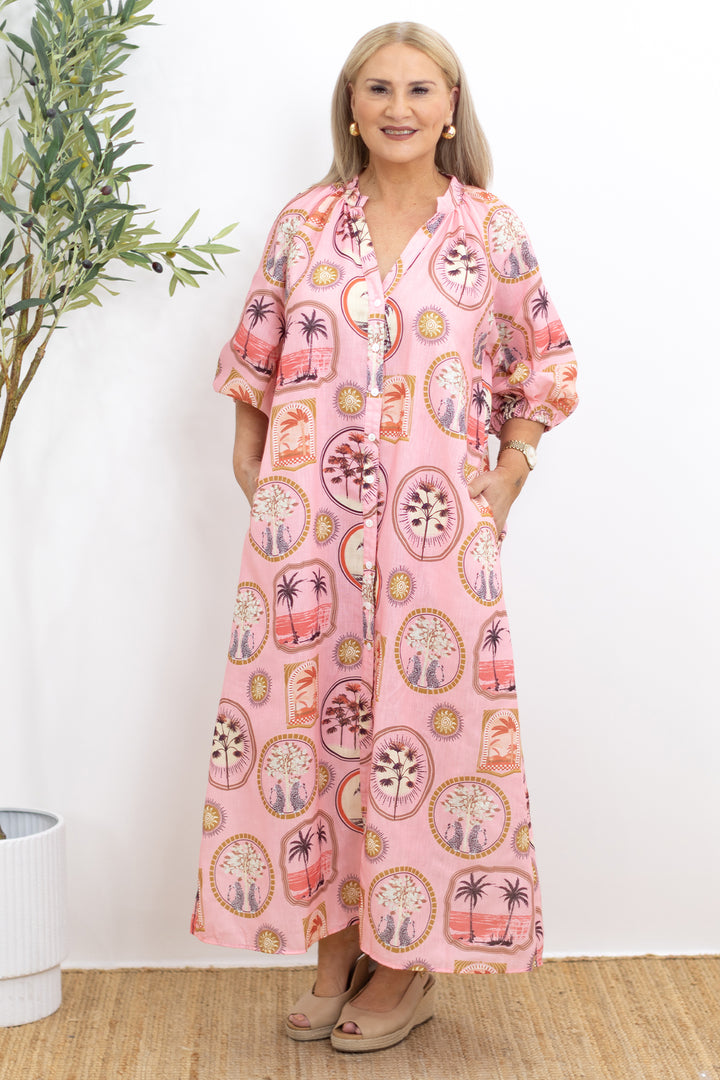 Palm Cove Shirt Dress | PEACHY PINK