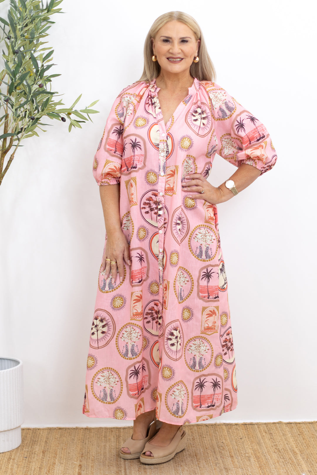 Palm Cove Shirt Dress | PEACHY PINK