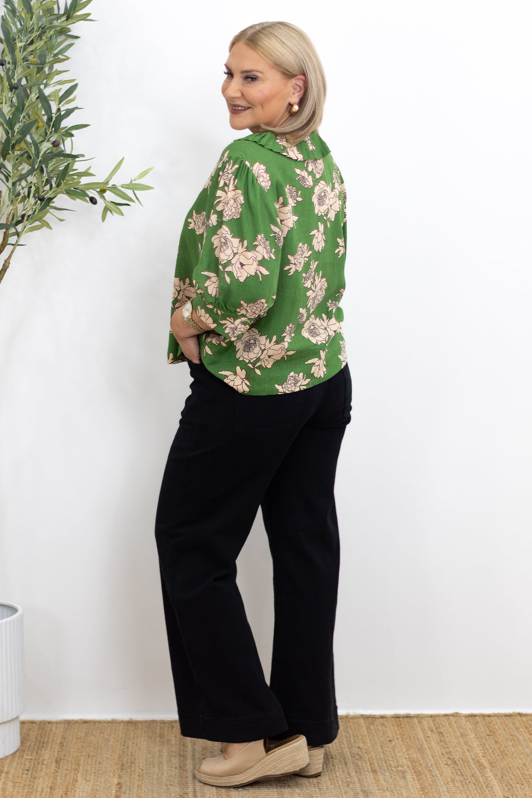 Atrania Pleated Blouse | GREEN