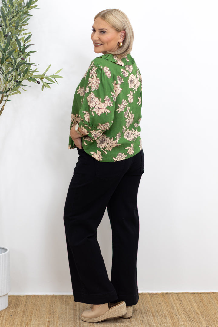 Atrania Pleated Blouse | GREEN