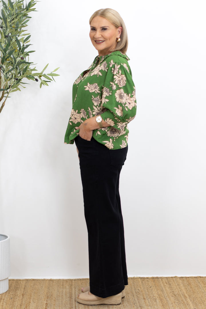 Atrania Pleated Blouse | GREEN
