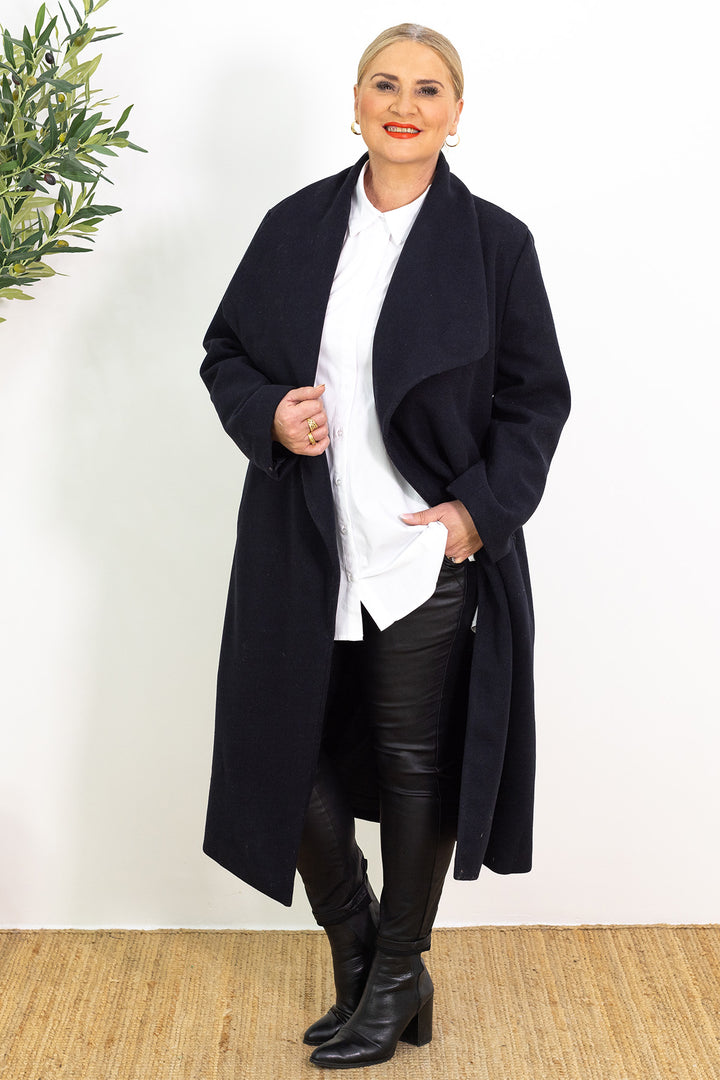Lourdes Wrap Coat | Ink Black
