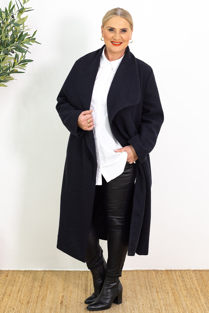 Lourdes Wrap Coat | Ink Black