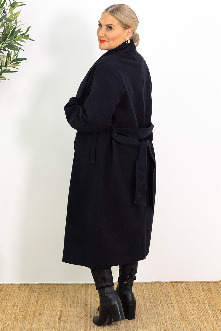 Lourdes Wrap Coat | Ink Black