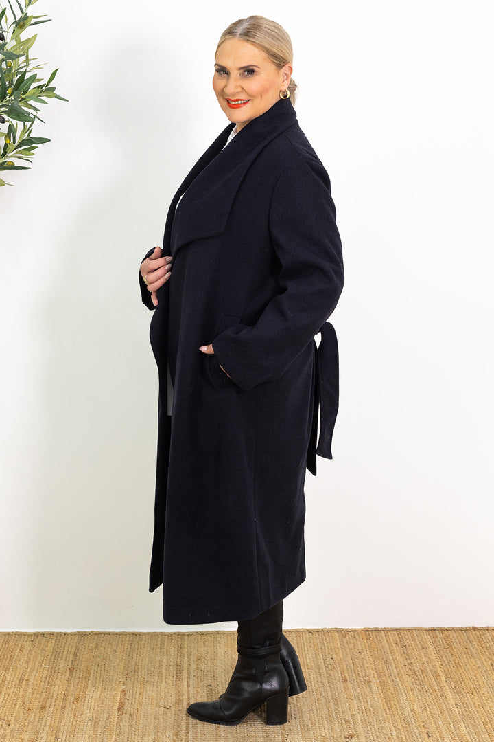 Lourdes Wrap Coat | Ink Black