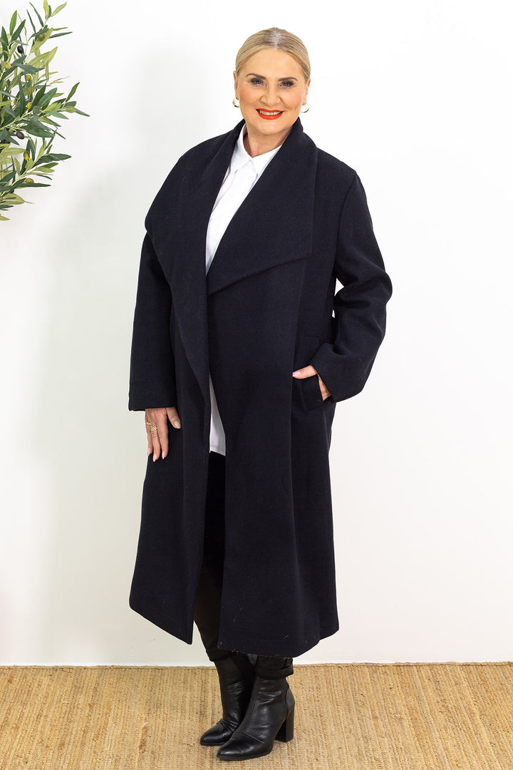Lourdes Wrap Coat | Ink Black