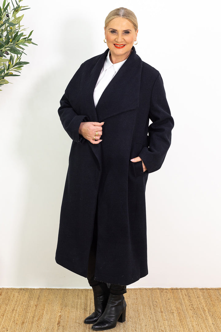 Lourdes Wrap Coat | Ink Black
