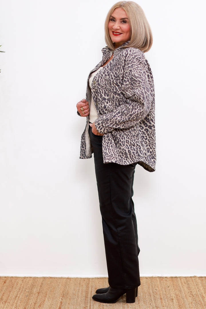 Denim side pocket shacket | LEOPARD