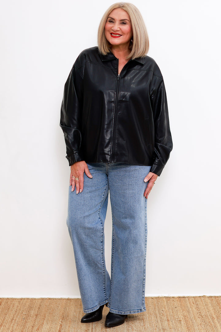 Metro Leather Look Jacket | BLACK