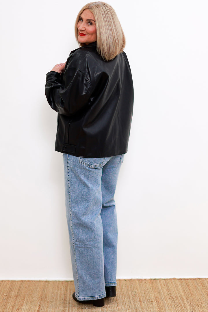 Metro Leather Look Jacket | BLACK