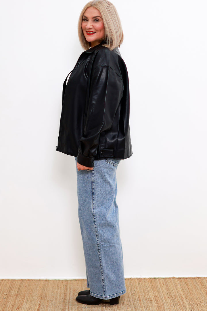 Metro Leather Look Jacket | BLACK