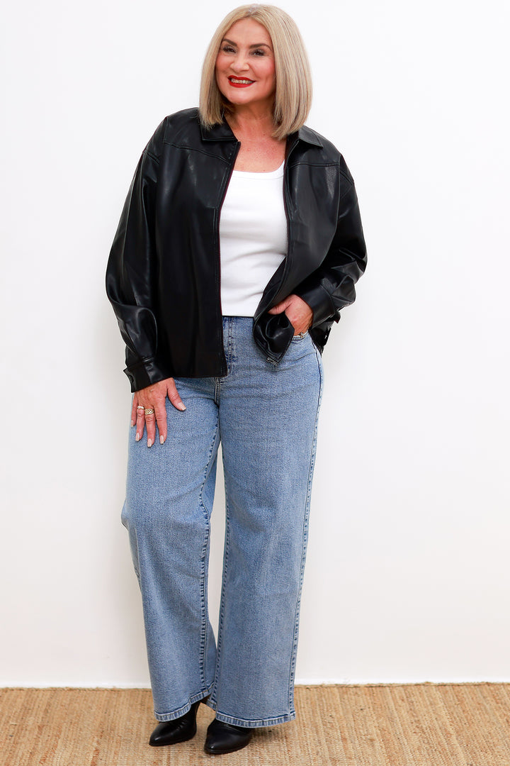 Metro Leather Look Jacket | BLACK