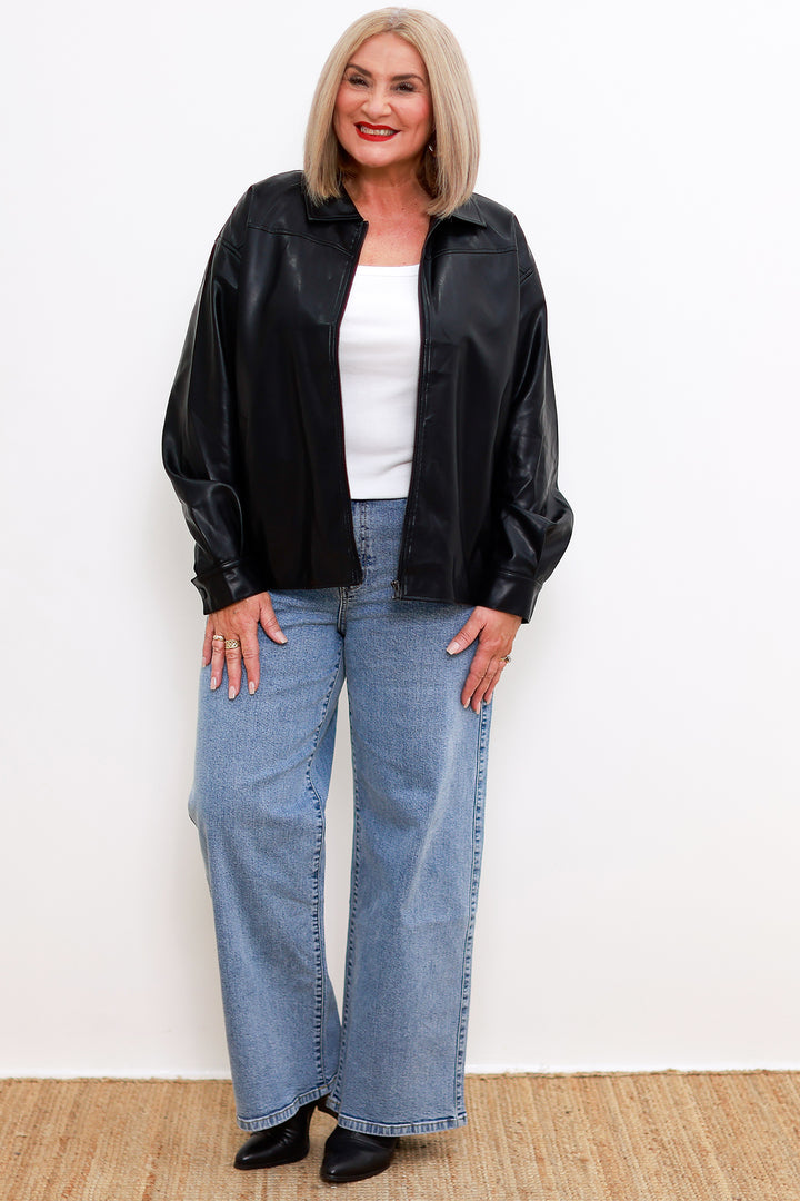 Metro Leather Look Jacket | BLACK