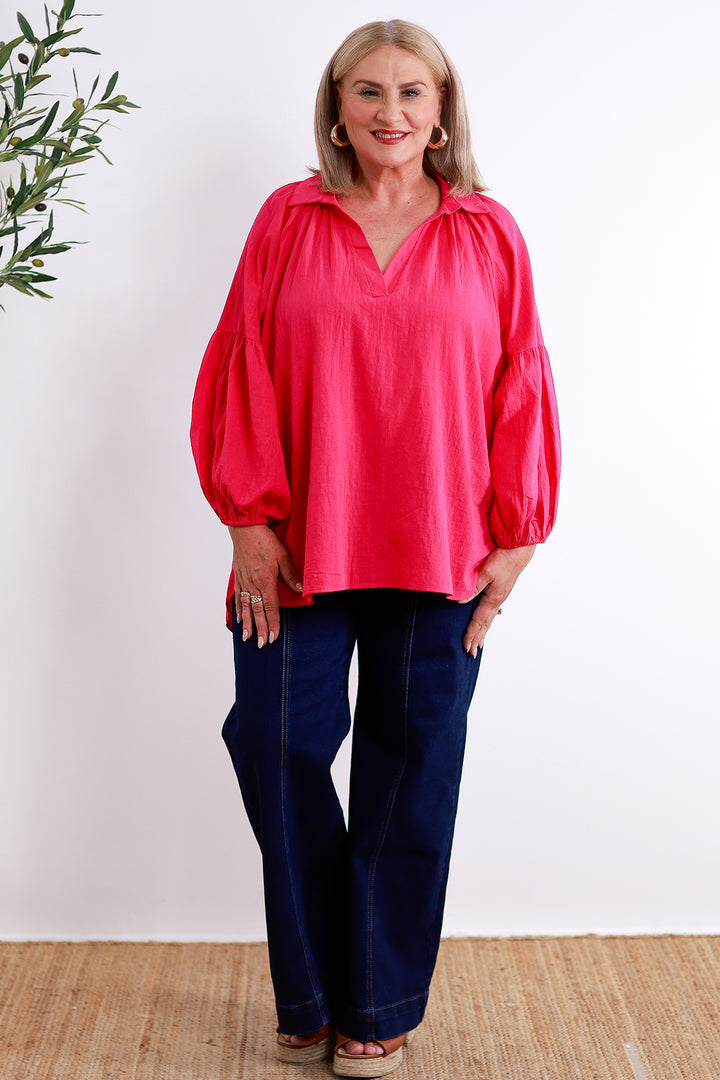 Greeta Relaxed Shirt | Raspberry