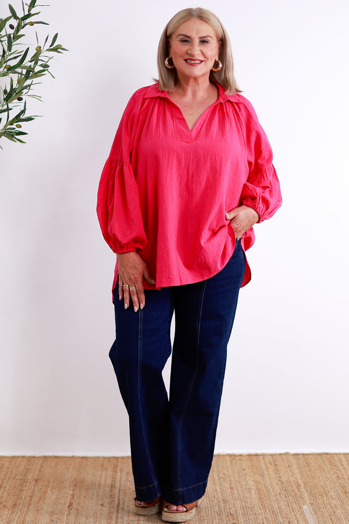 Greeta Relaxed Shirt | Raspberry