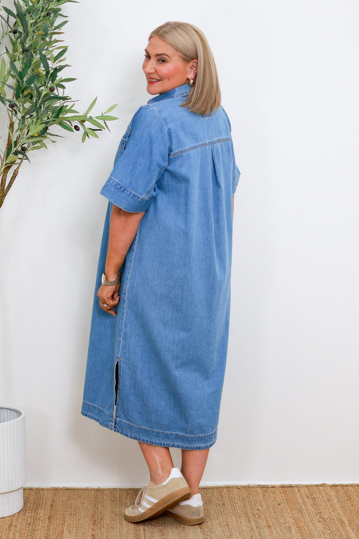Mimmi NEW Short Slv Shirt Dress | Vintage Blue