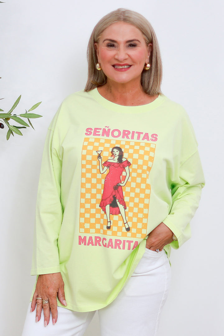 Senoritas Graphic LS Tee | LIME