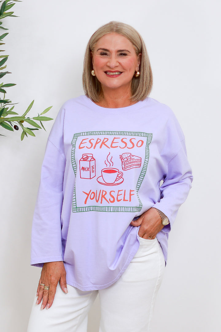Espresso Graphic LS Tee | PURPLE
