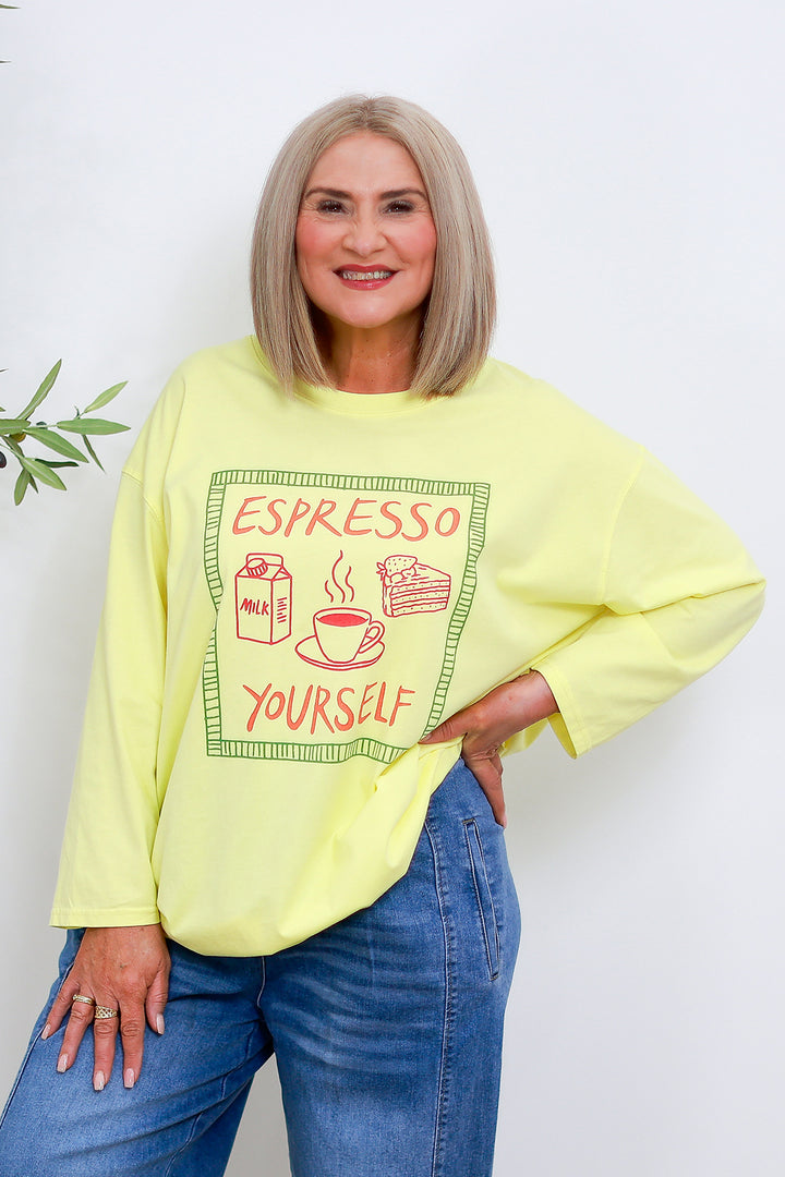 Espresso Graphic LS Tee | YELLOW