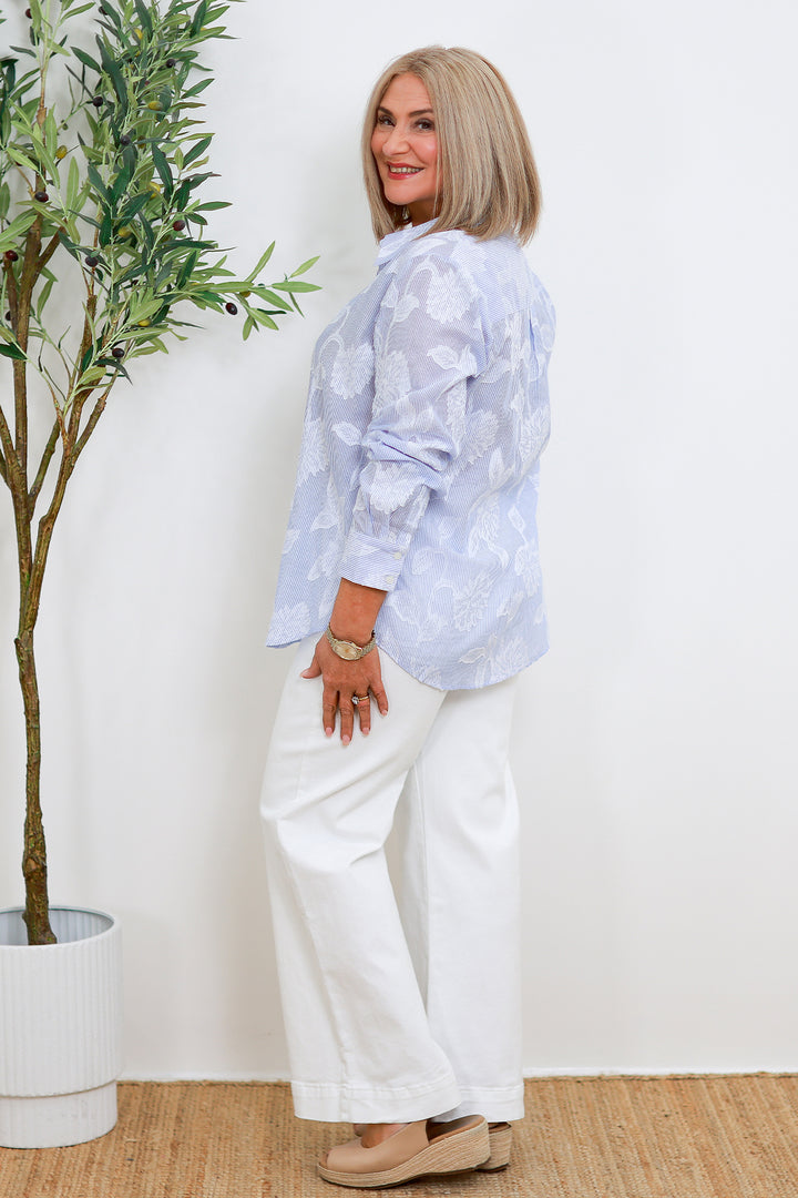 Lacey Stripe Shirt |  BLUE