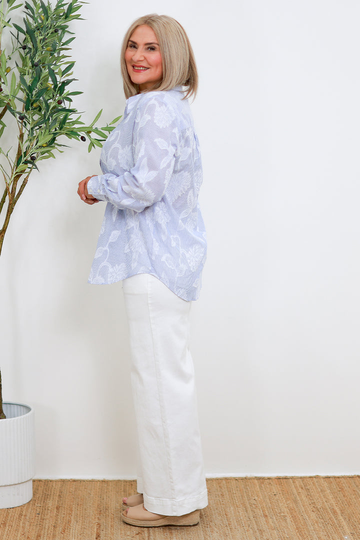 Lacey Stripe Shirt |  BLUE