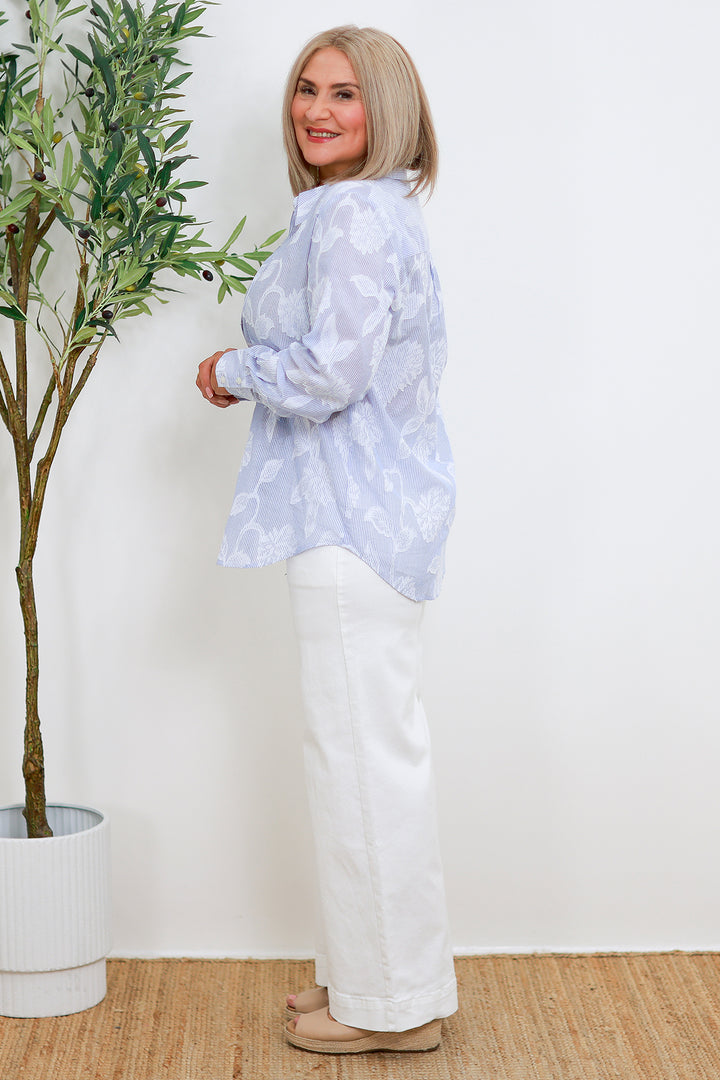 Lacey Stripe Shirt |  BLUE