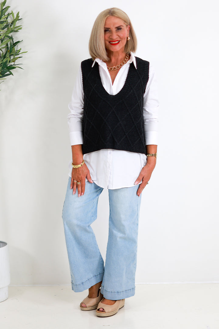 Liora Knit Vest | CHARCOAL