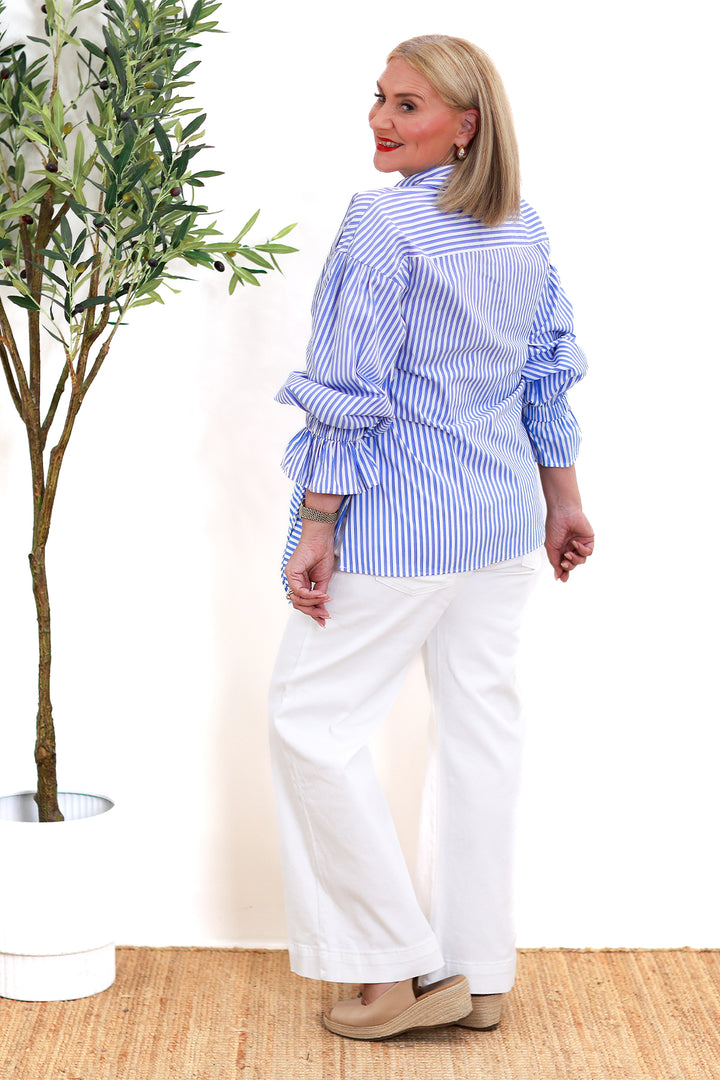 Taulah Tie Shirt | BLUE & WHITE