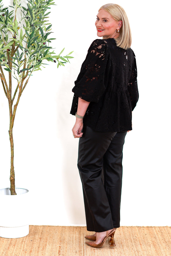 Hilde Peplum Blouse | BLACK