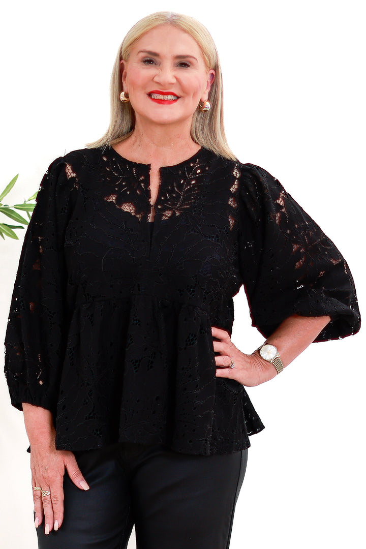 Hilde Peplum Blouse | BLACK